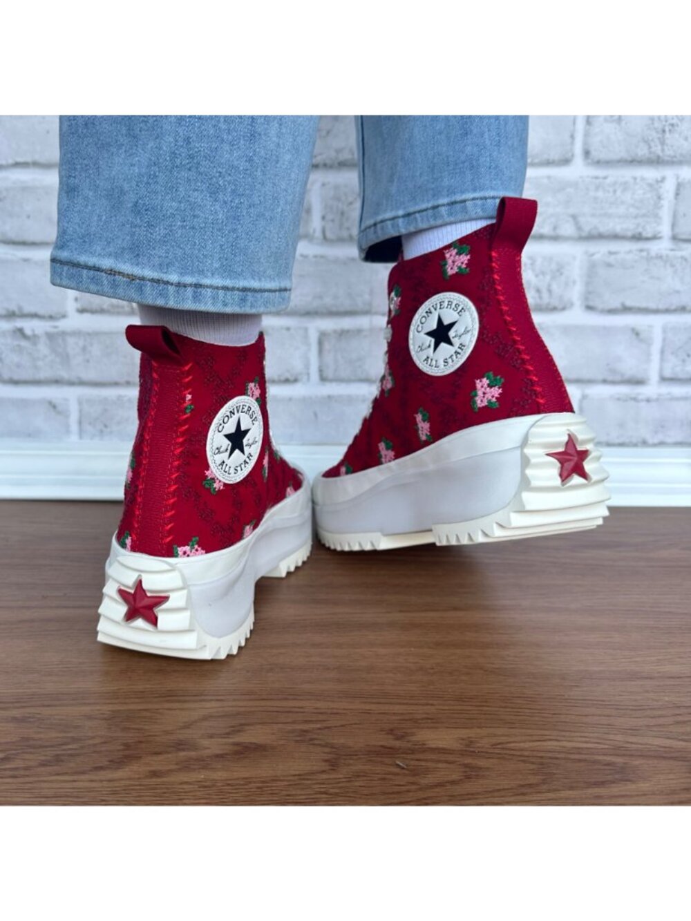 ❤️CONVERSE Run Star Hike Hi Rose Cross Stitch Sz 9 Womens Shoes Sneakers A14885C - Picture 5 of 14